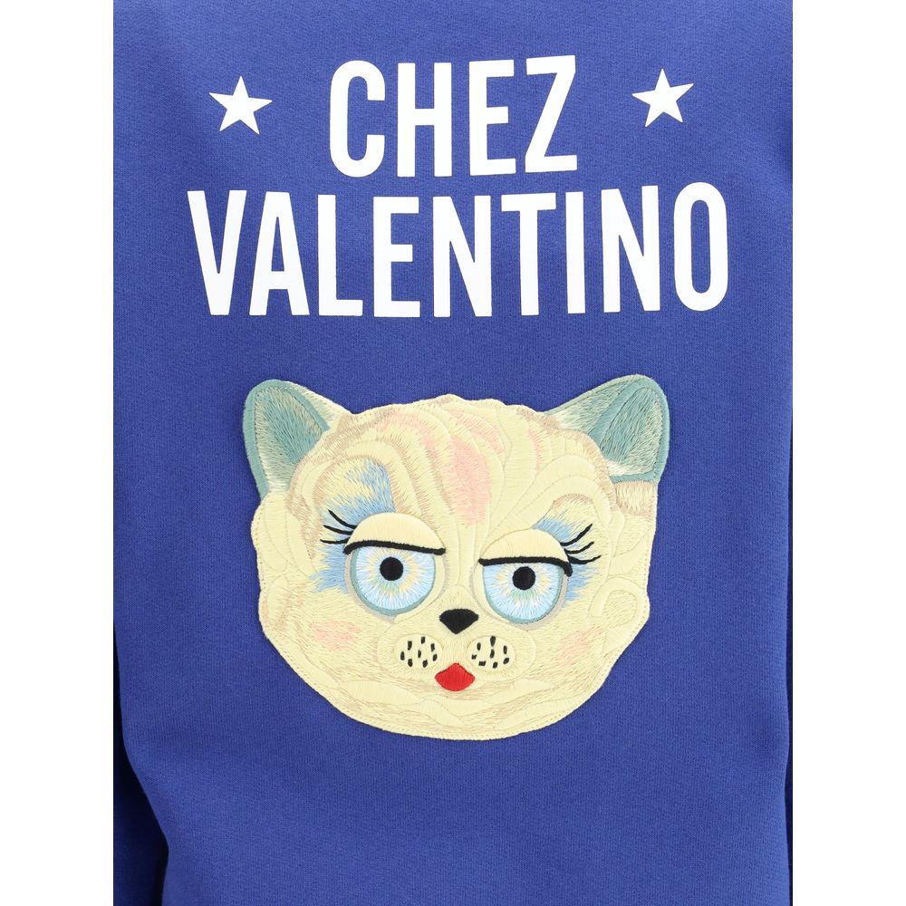 Valentino Blue Cotton Sweatshirt Valentino