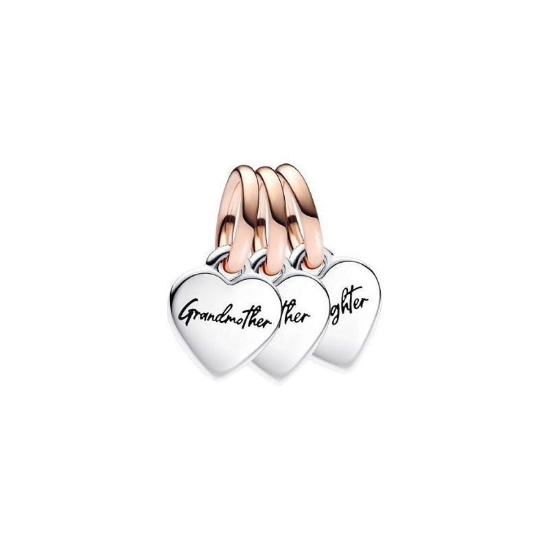 PANDORA CHARMS Mod. FAMILY GENERATION OF HEARTS SPLITTABLE DESIGNER FASHION JEWELLERY PANDORA