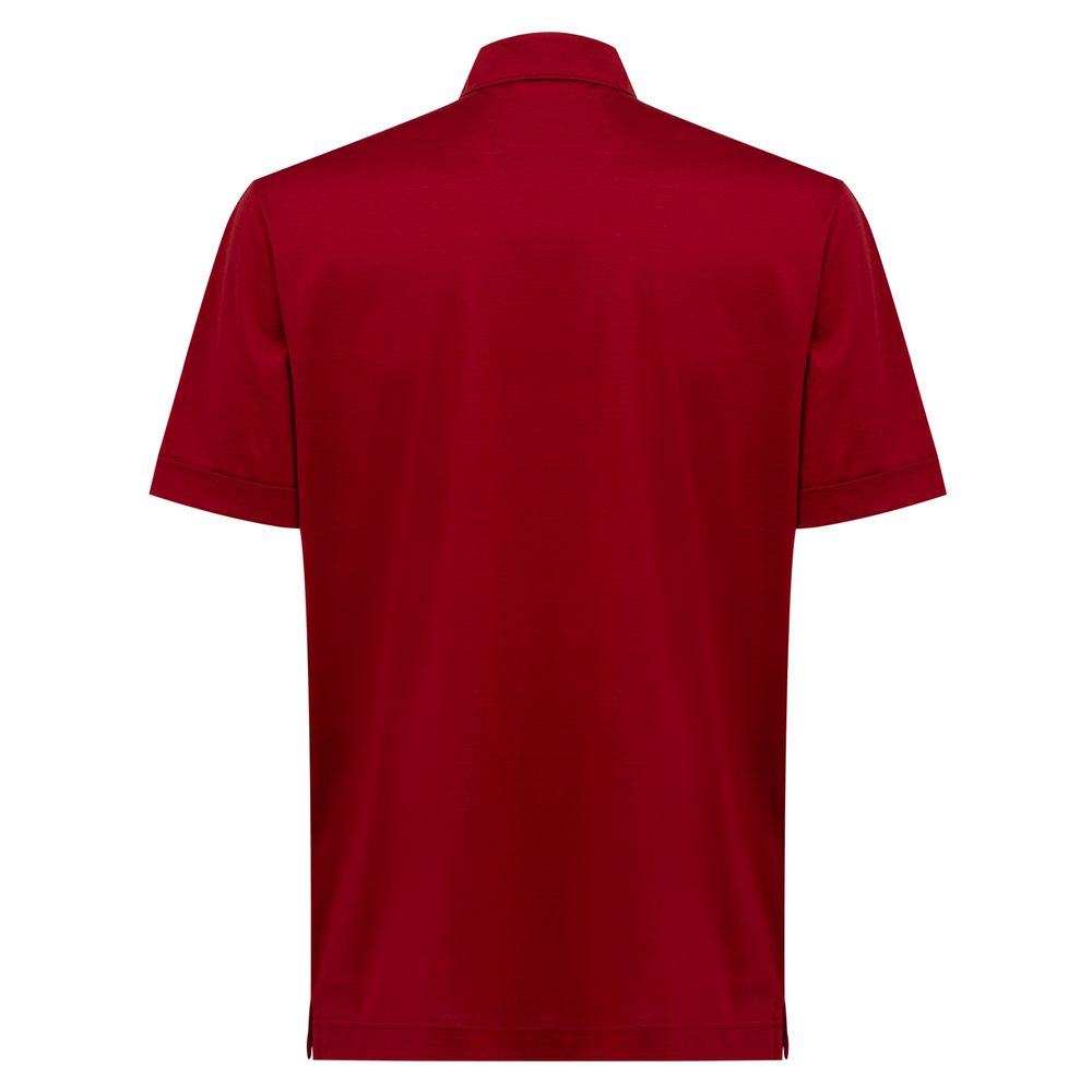 Canali Red Cotton Shortsleeve Shirt Canali