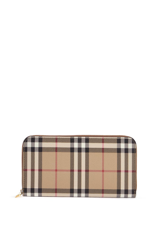 Burberry compact wallet with zip in beige polyurethane tartan pattern Wallets Burberry