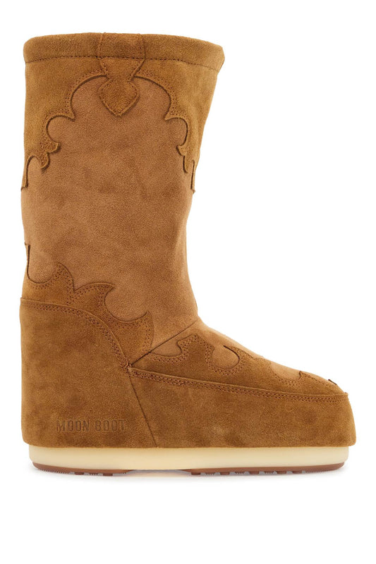 Moon Boot high suede boots in cognac with wedge embroidery Boots Moon Boot