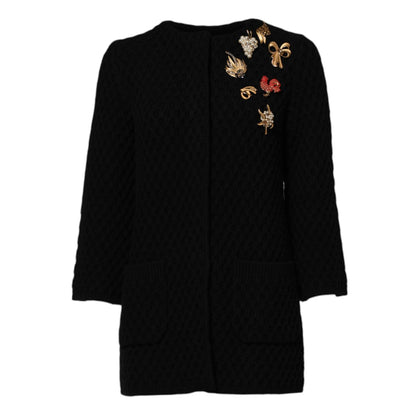 Dolce & Gabbana Black Cashmere Quilted Embellished Jacket