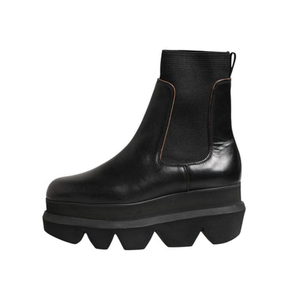 Sacai Black Chelsea Leather Pull On Women Ankle Boots Shoes Sacai