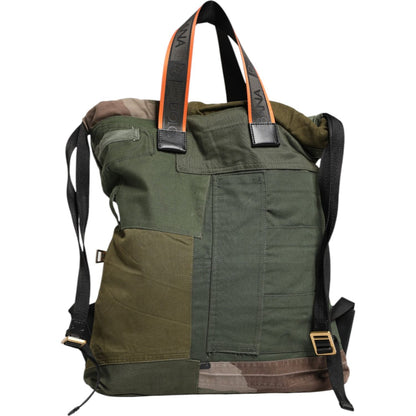 Dolce & Gabbana Military Green Patchwork Rucksack Backpack Bag