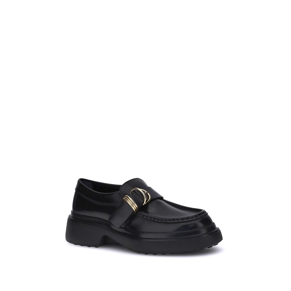Tod's Black Rubber Platform Loafers