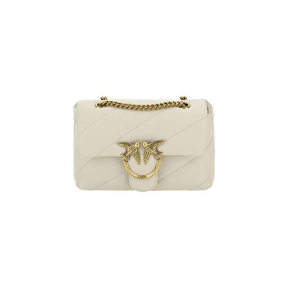 PINKO White Calf Leather Bos Taurus Shoulder Bag