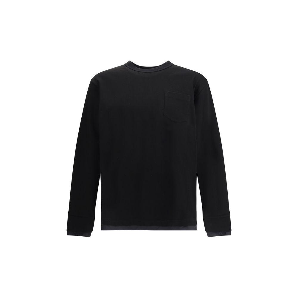 Sacai Black Cotton T-Shirt Sacai