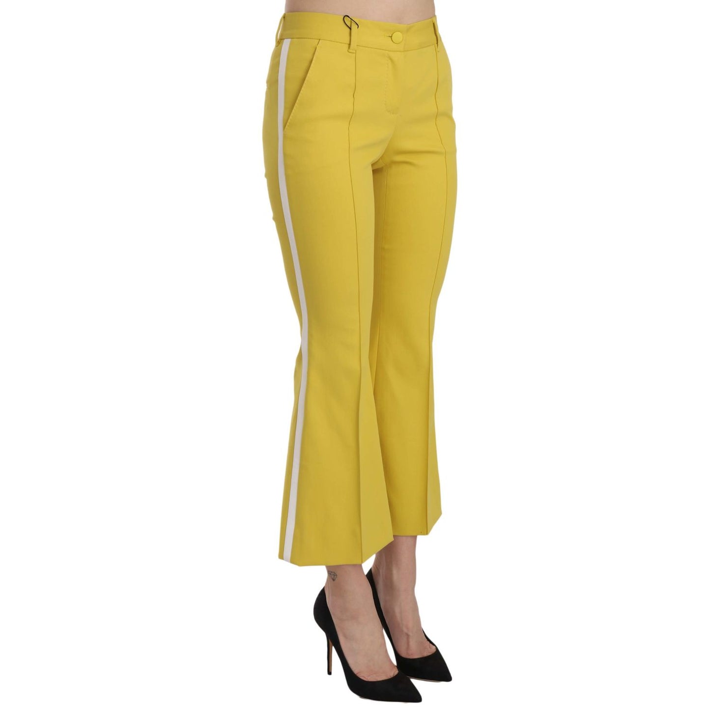 Dolce & Gabbana Yellow Flared Bootcut Capri Cotton Pants