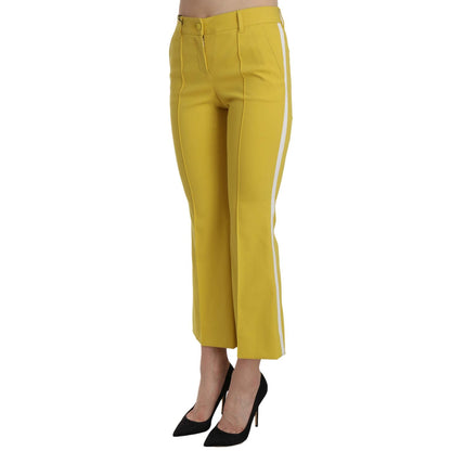 Dolce & Gabbana Yellow Flared Bootcut Capri Cotton Pants