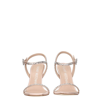 Stuart Weitzman Pink Satin Stiletto Heel Sandals