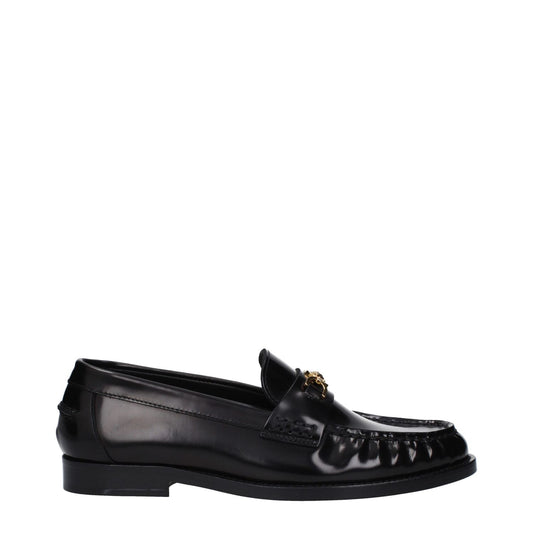 Versace Black Leather Slip-On Loafers Versace