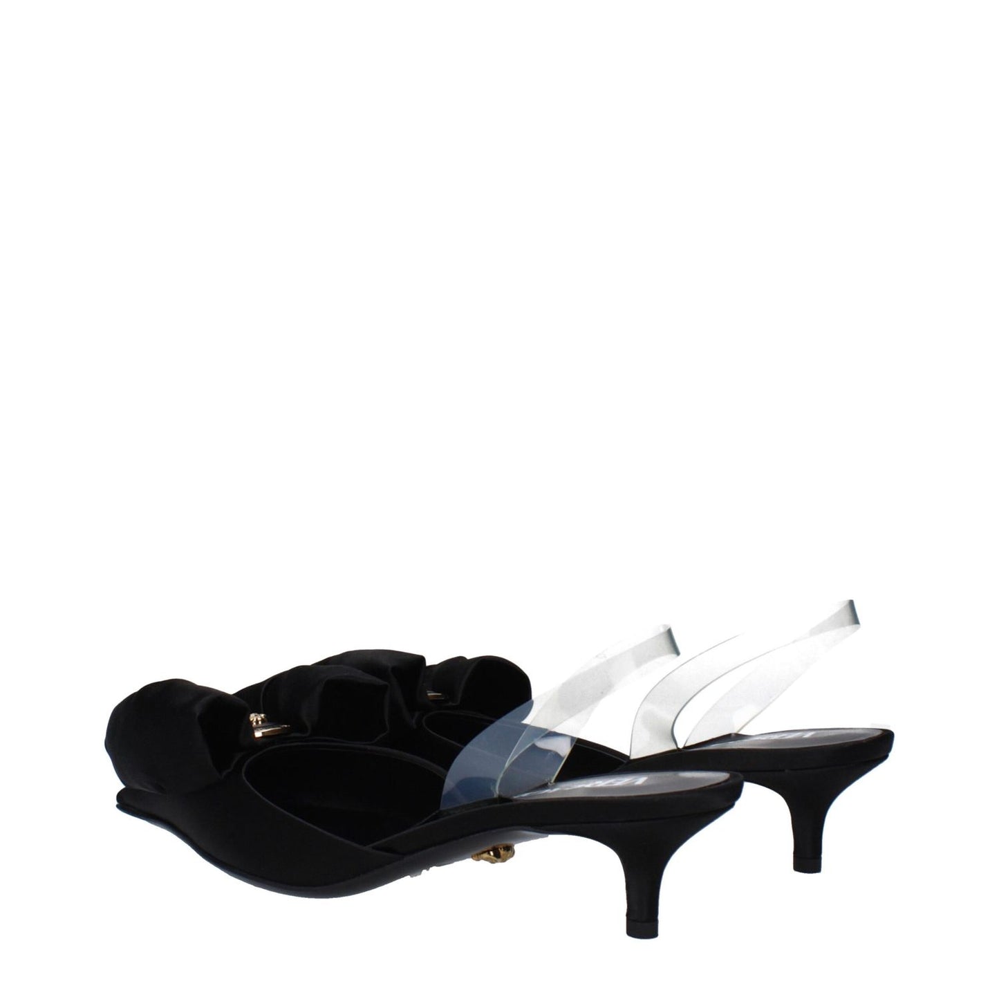 Versace Black Satin Flat Sandals
