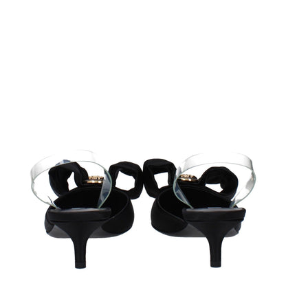 Versace Black Satin Flat Sandals
