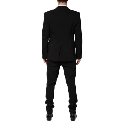 Dolce & Gabbana Black Cotton Single Breasted 2 Piece Suit