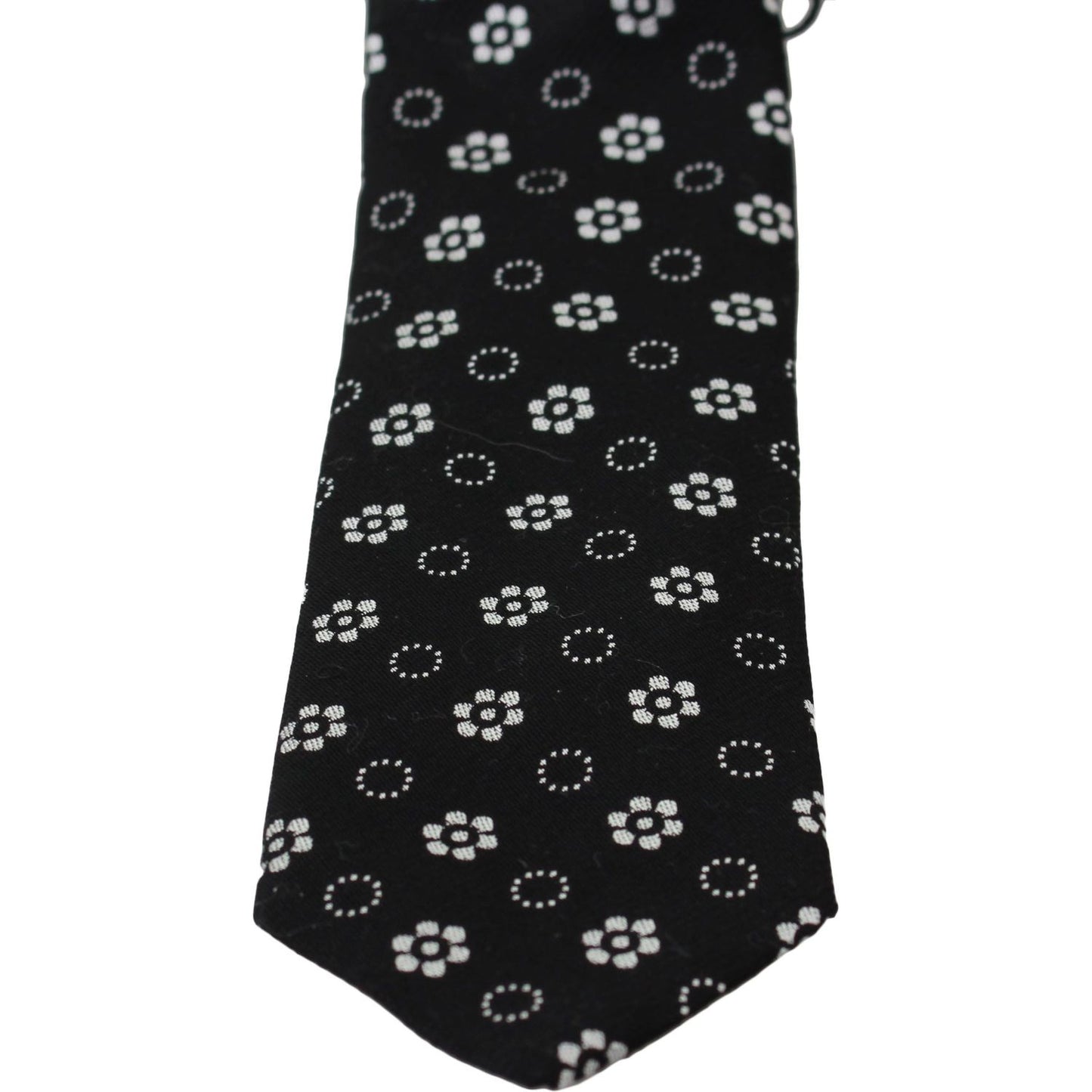 Elegant Black Floral Silk Necktie