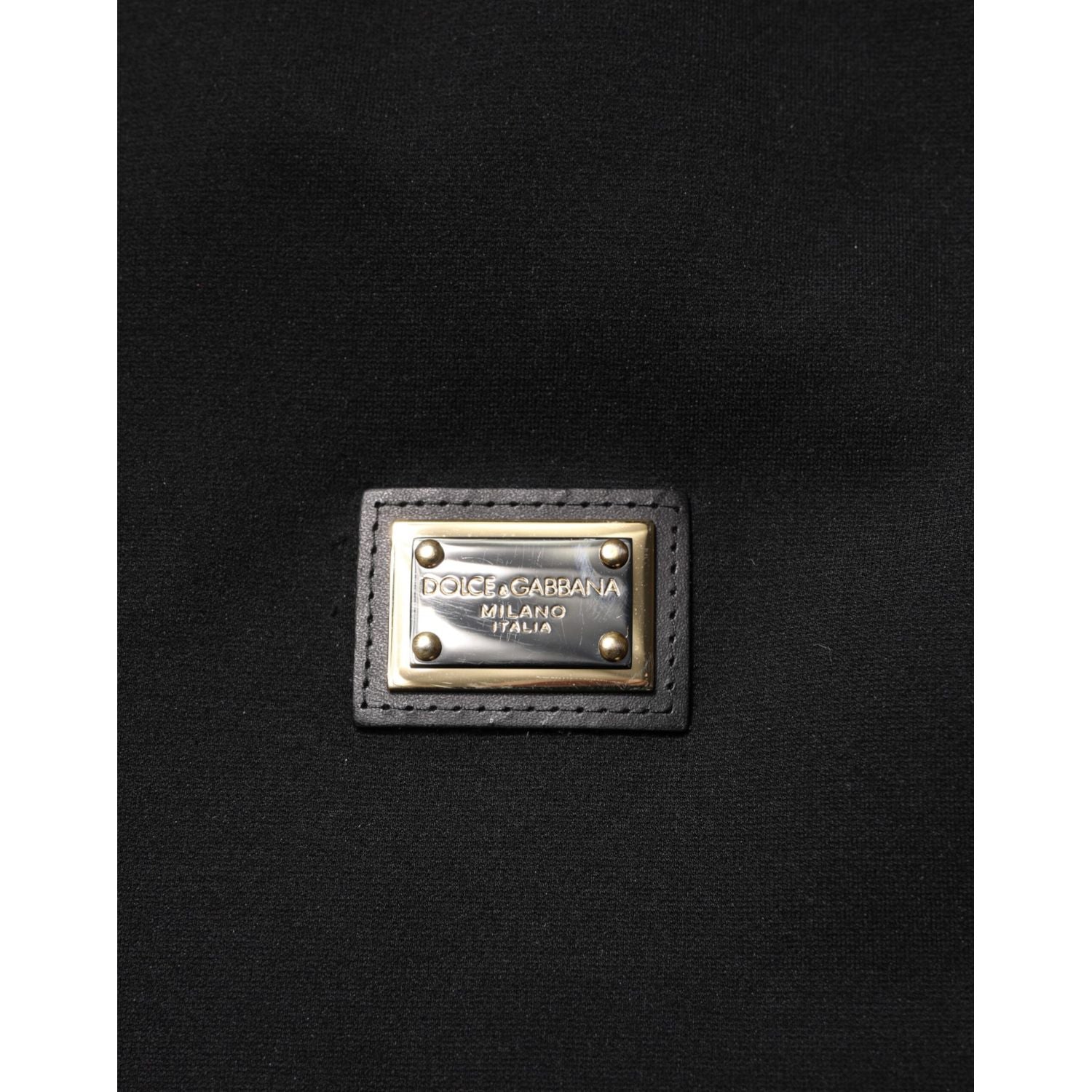 Dolce & Gabbana Black Sleeveless Hooded Logo Plaque Jacket