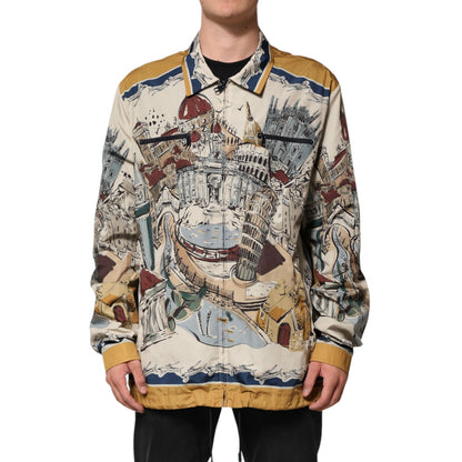 Dolce & Gabbana Multicolor Italian Motif Men Bomber Jacket
