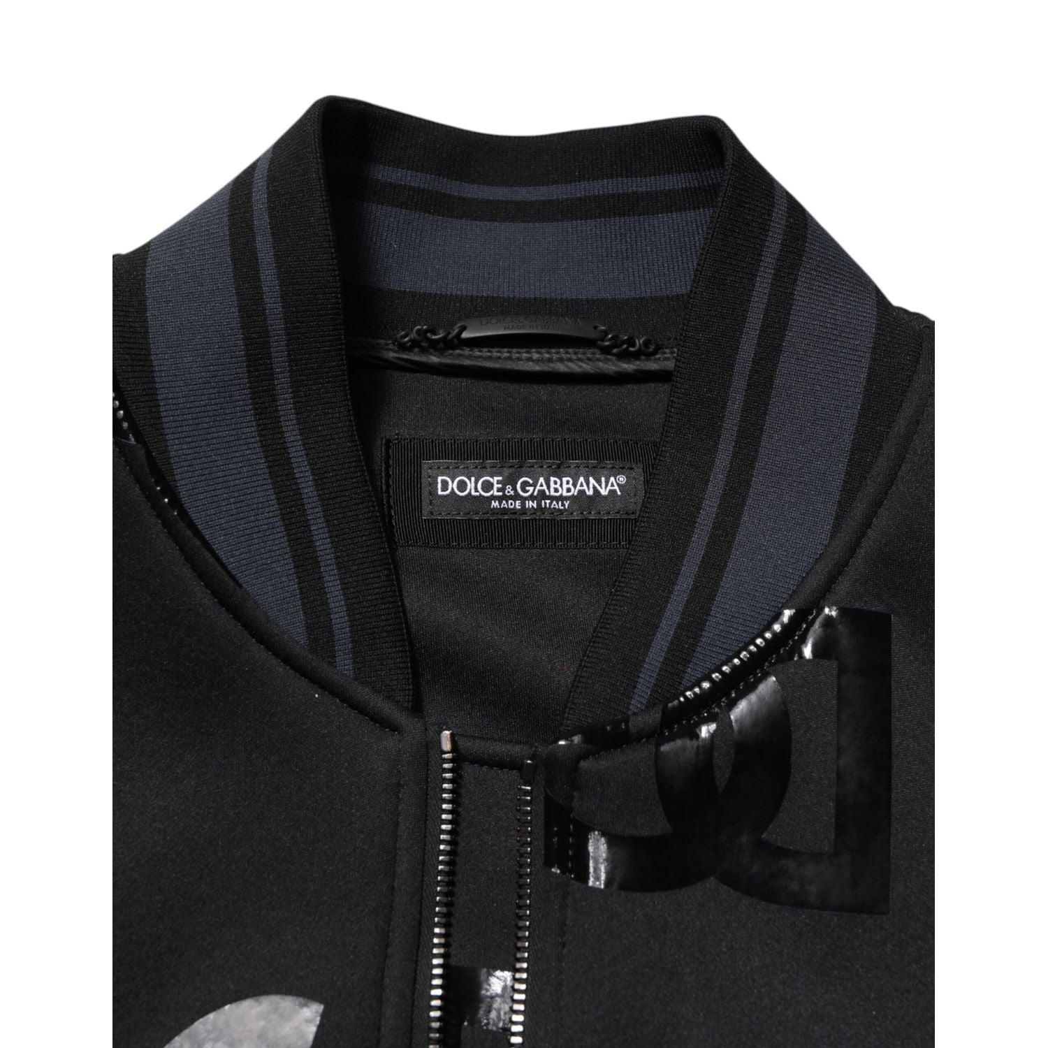 Dolce & Gabbana Black Wool Logo DG Mania Men Bomber Jacket