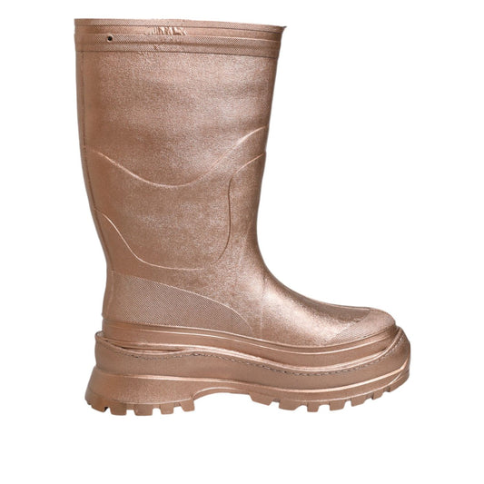 Dolce & Gabbana Metallic Gold Pull On Rain Boots Shoes