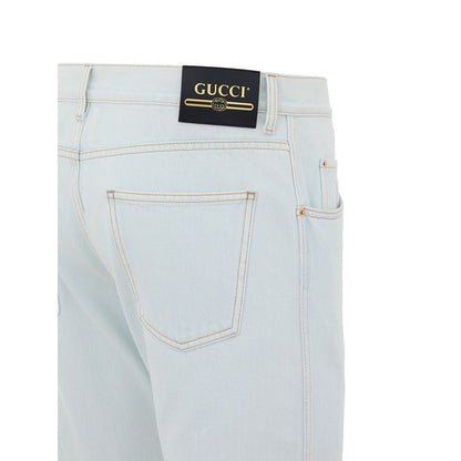 Gucci Blue Cotton Relaxed Fit Jeans