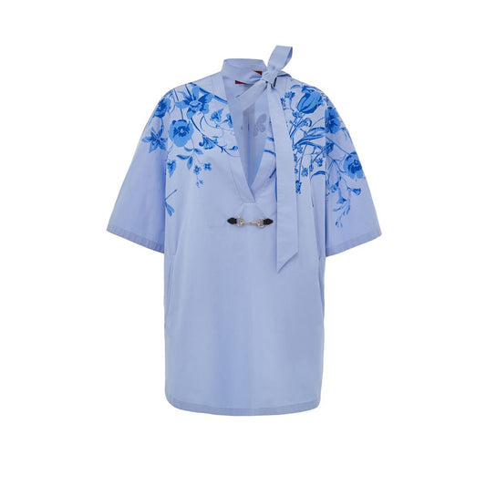 Gucci Blue Cotton Pattern Shirt Gucci