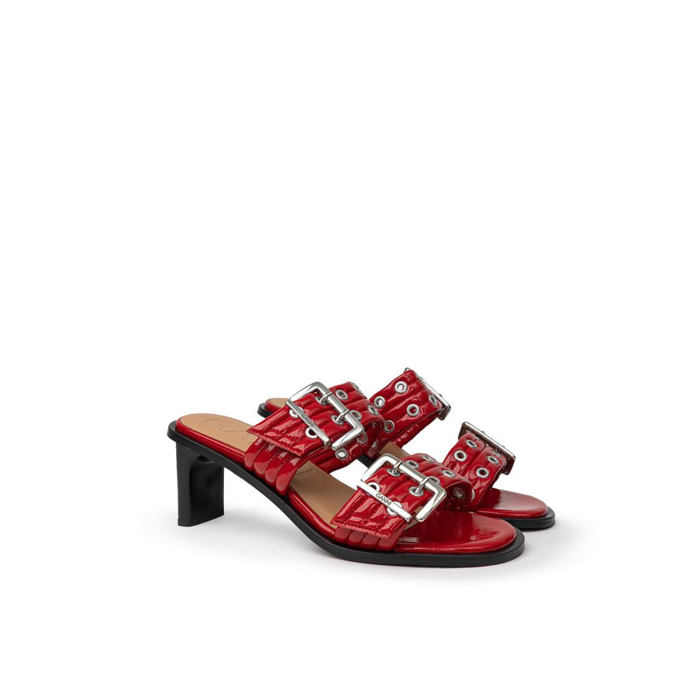 Ganni Red Leather Stiletto Heel Sandals Ganni