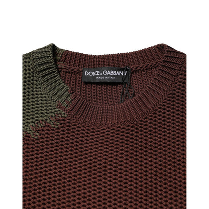 Dolce & Gabbana Multicolor Cotton Abstract Men Pullover Sweater