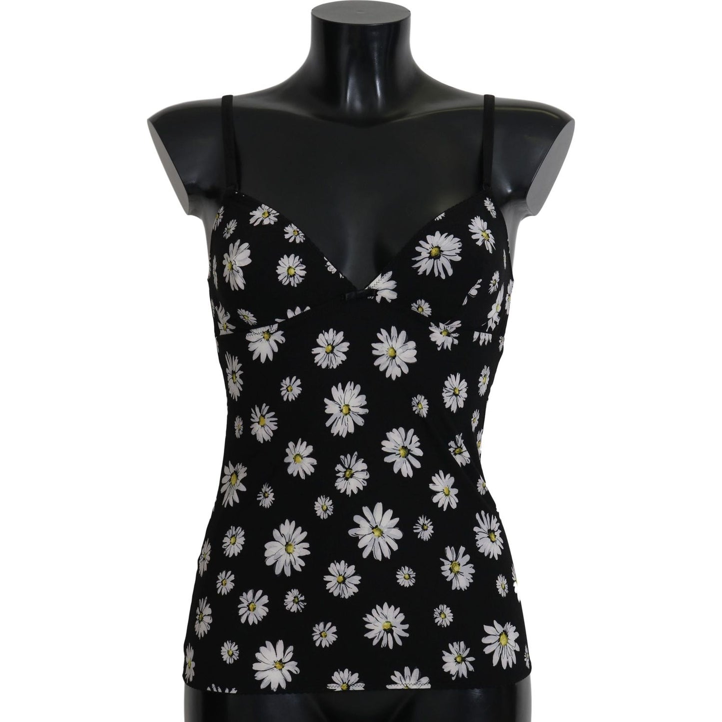 Dolce & Gabbana Elegant Black Daisy Floral Lace Chemise Dress Dolce & Gabbana