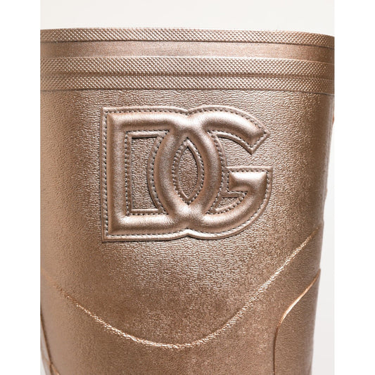 Dolce & Gabbana Rose Gold Rubber Pull On Rain Boots  Shoes