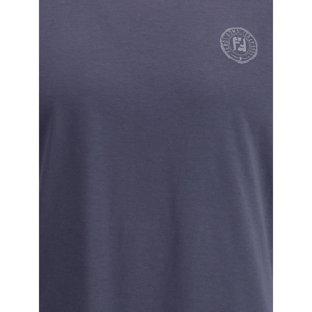Fendi Blue Cotton T-Shirt Fendi