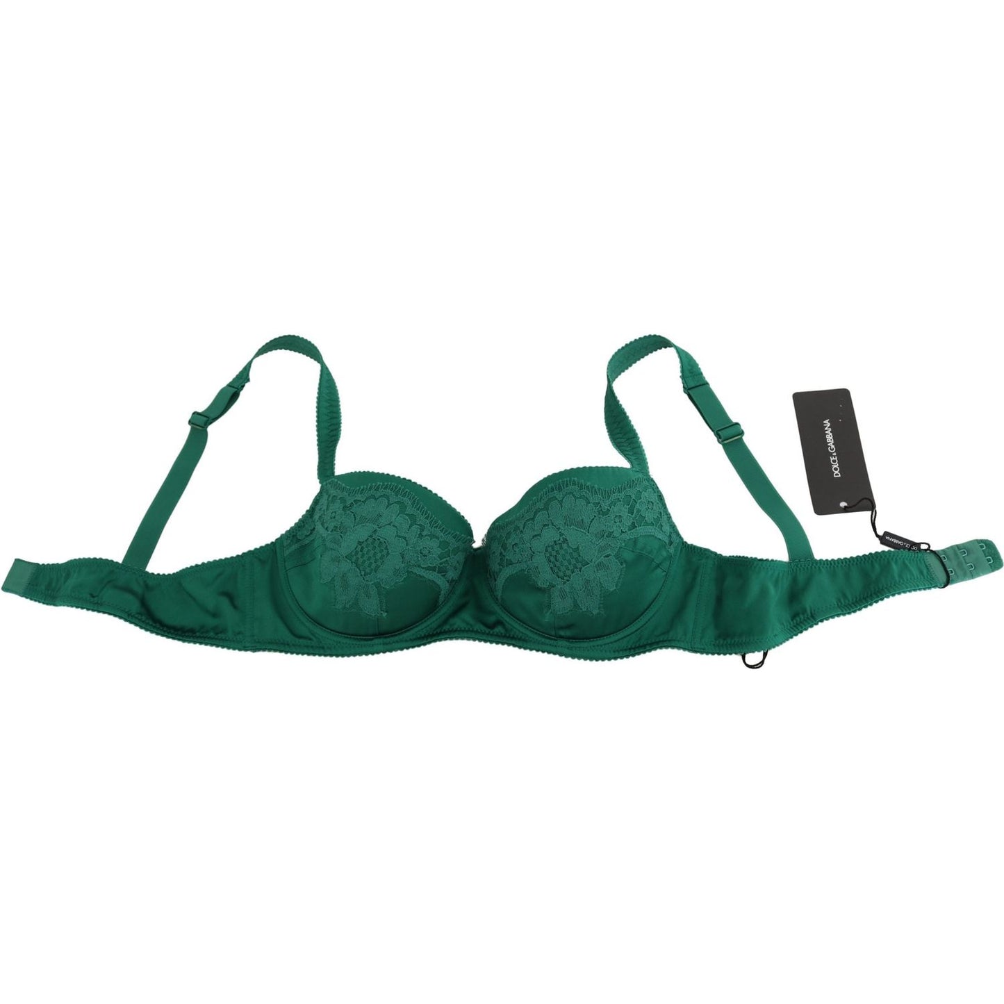 Dolce & Gabbana Enchanting Green Floral Lace Silk Bra Dolce & Gabbana