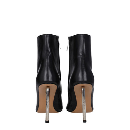 Off-White Black Leather Ankle Boots