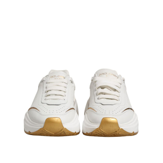 Dolce & Gabbana White Gold DAYMASTER Leather Sneakers Shoes