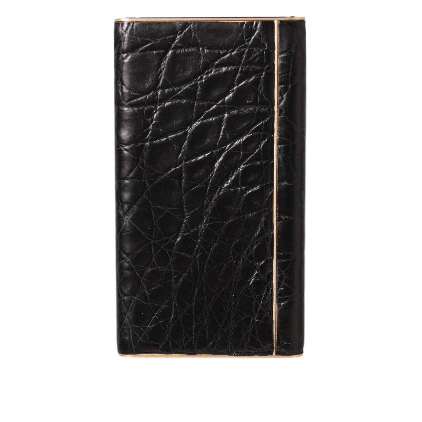 Dolce & Gabbana Black Leather Exotic Skin 3000mAh Power Bank Charger USB