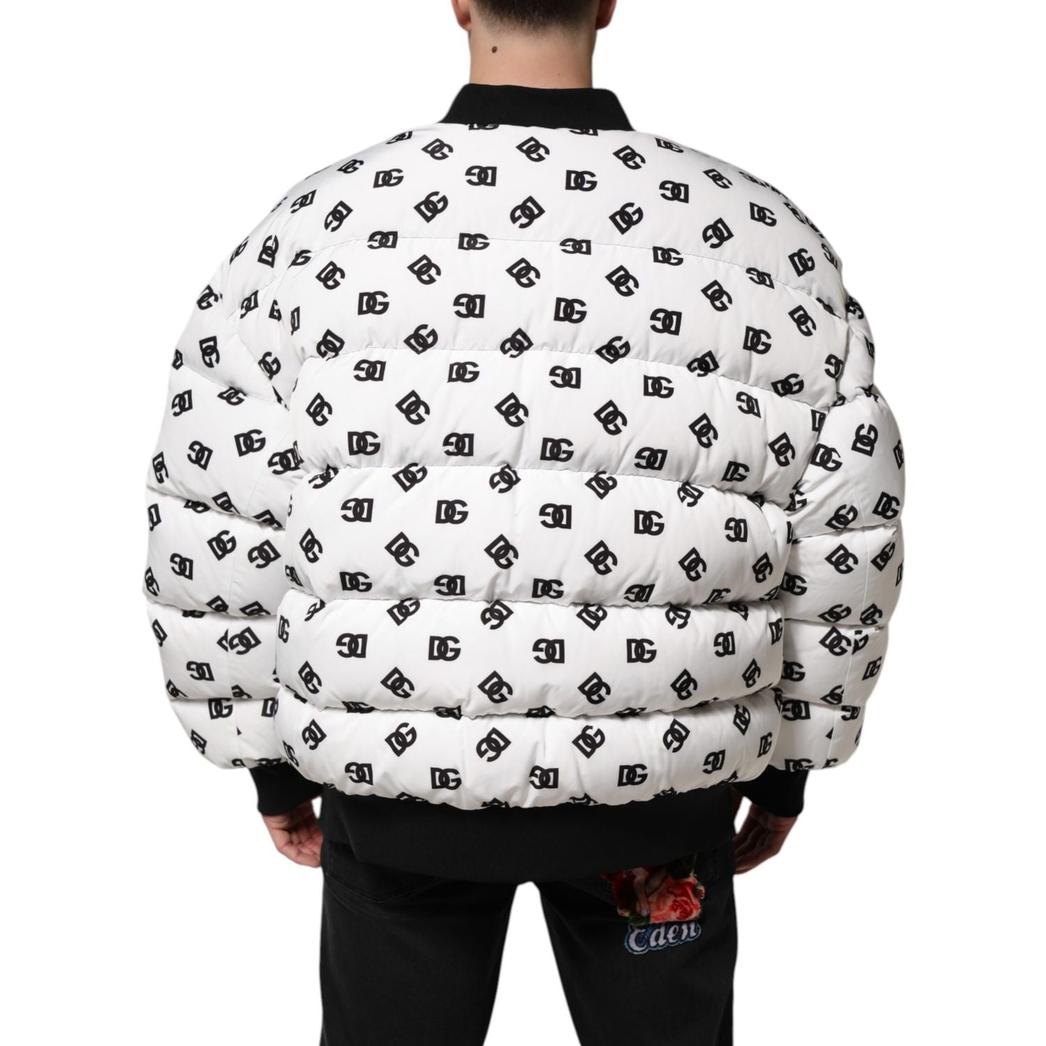 Dolce & Gabbana White DG Monogram Full Zip Quilted Jacket