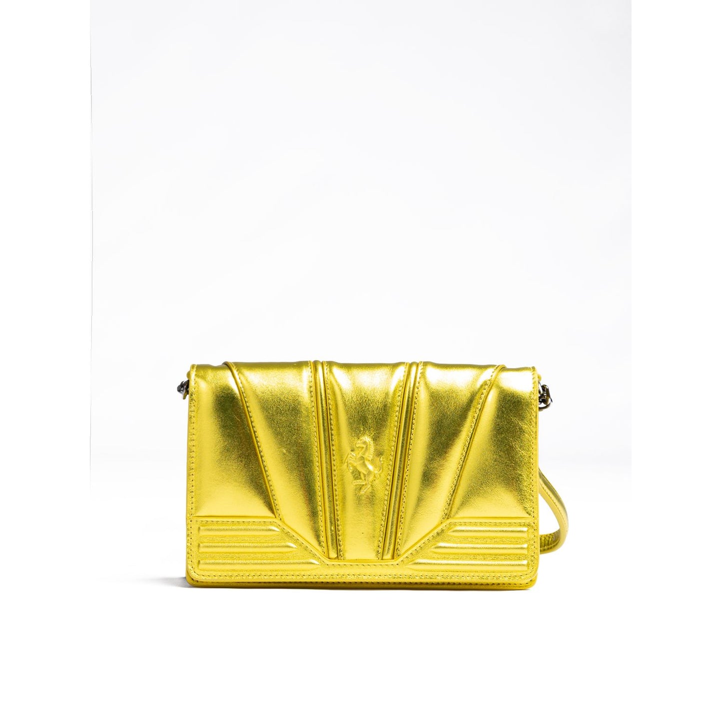 Ferrari Metal Yellow GT patent leather bag with chain Ferrari