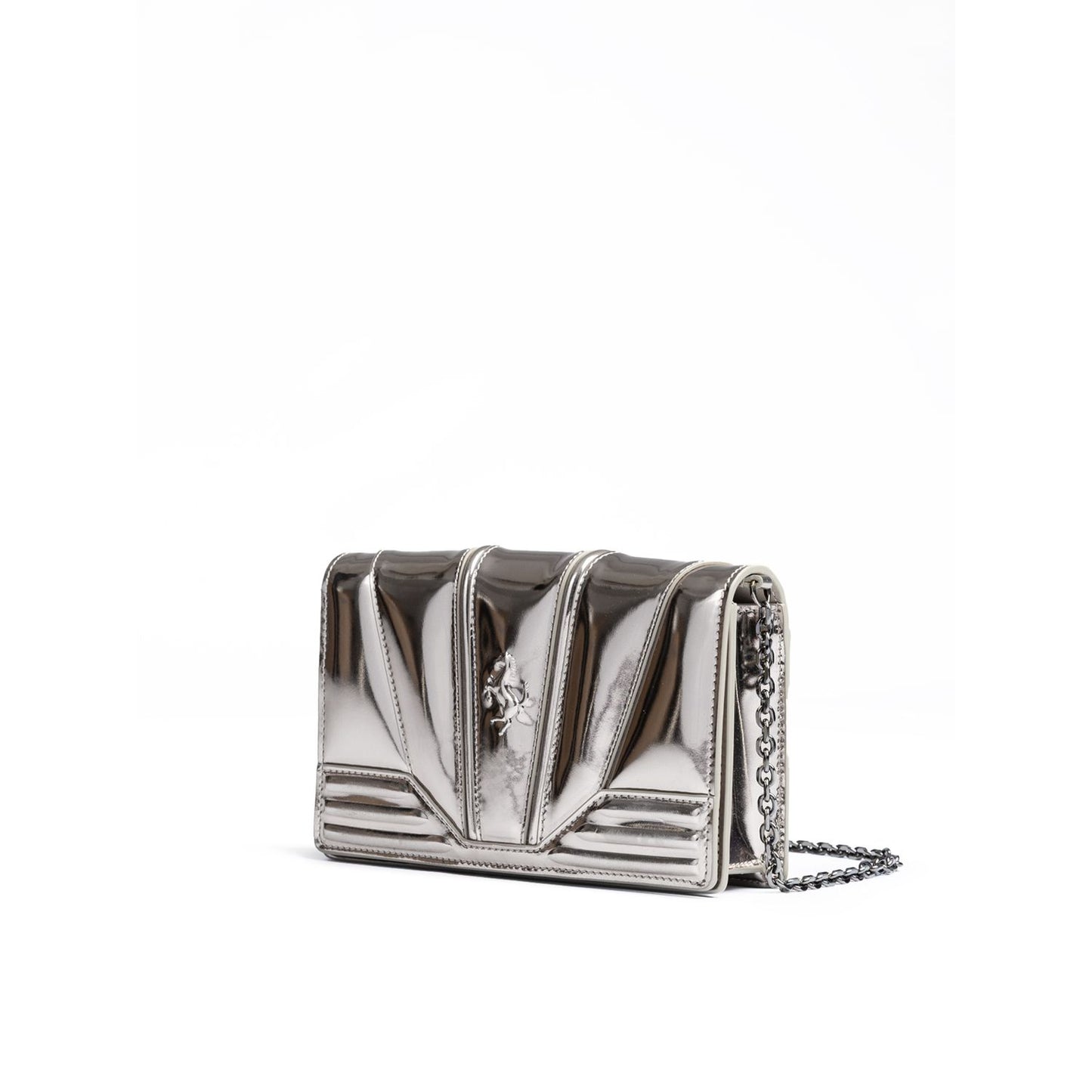 Ferrari Metal Silver GT patent leather bag with chain Ferrari
