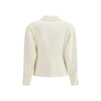 Alessandra Rich Cream Fleece Wool Blazer