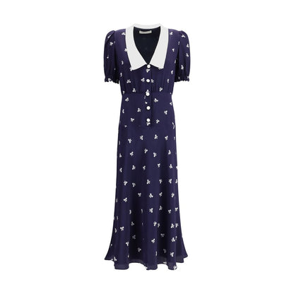 Alessandra Rich Blue Silk Casual Dress Alessandra Rich