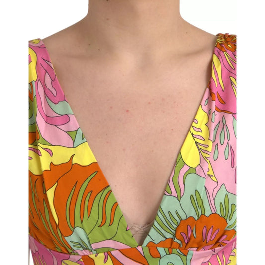 Dolce & Gabbana Multicolor Floral Silk Flared Mini Dress