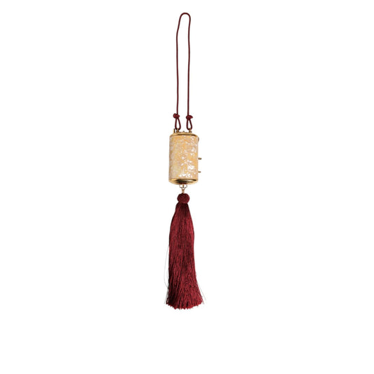 Dolce & Gabbana White Resin Gold Metal Crossbody Mini Purse Tassel Bag