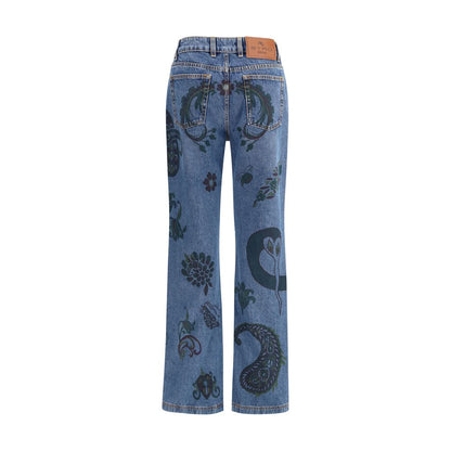Etro Blue Cotton Flared Jeans Etro
