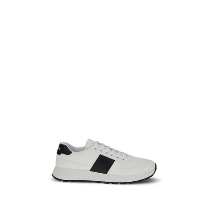 Prada White Calf Leather Bos Taurus Low Top Sneakers