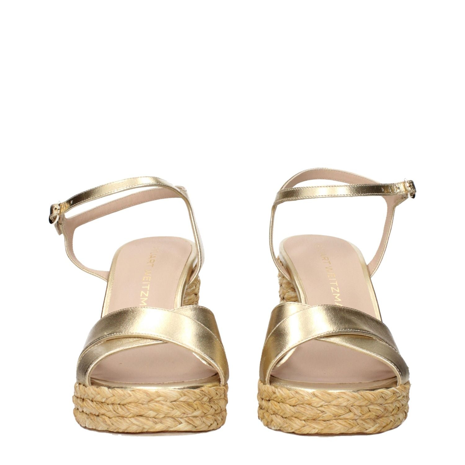 Stuart Weitzman Gold Leather Platform Sandals