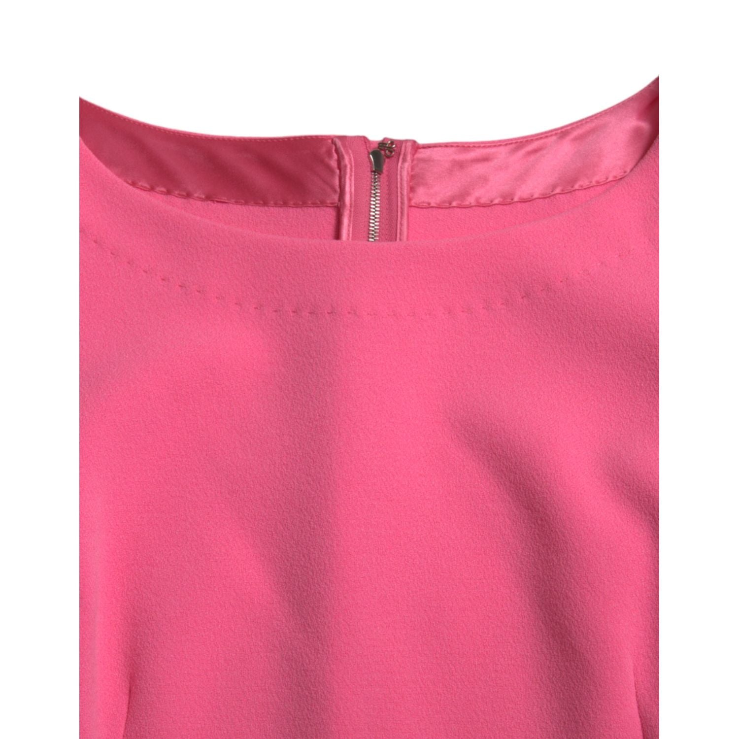 Dolce & Gabbana Pink Polyester Long Sleeves Sheath Midi Dress