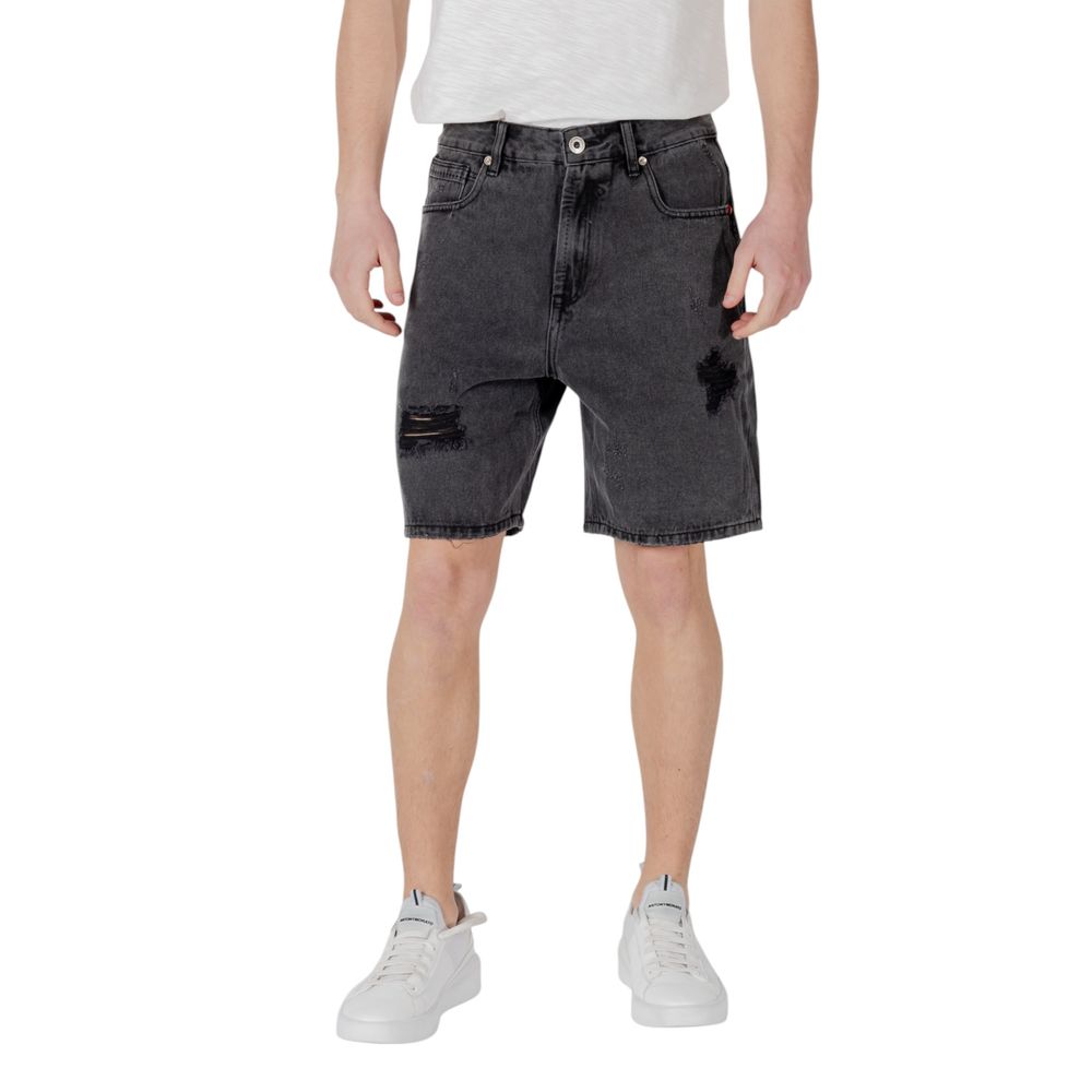 Gianni Lupo Black Cotton Bermuda Shorts Gianni Lupo