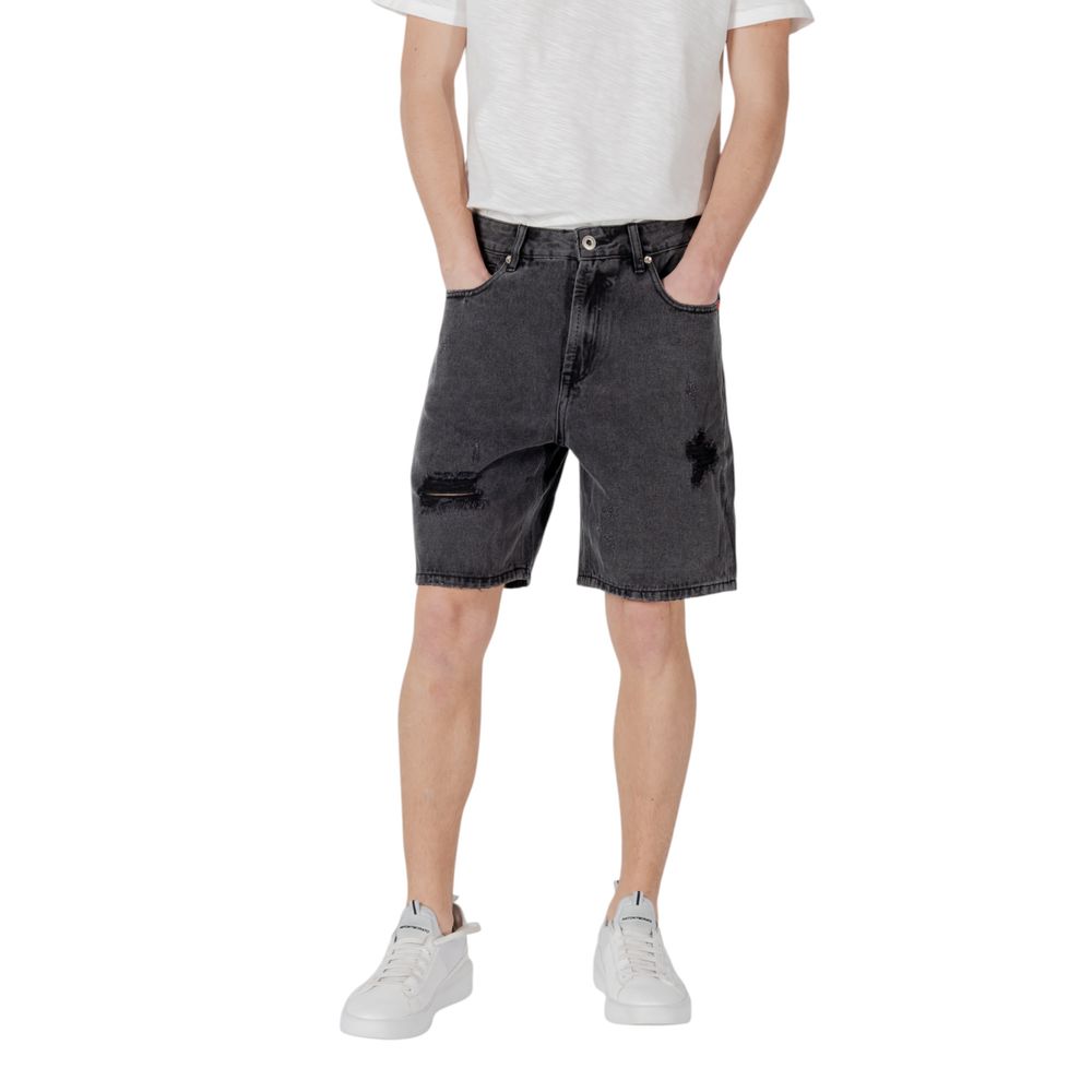Gianni Lupo Black Cotton Bermuda Shorts Gianni Lupo