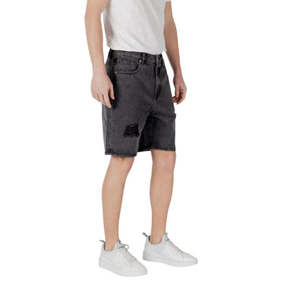 Gianni Lupo Black Cotton Bermuda Shorts Gianni Lupo