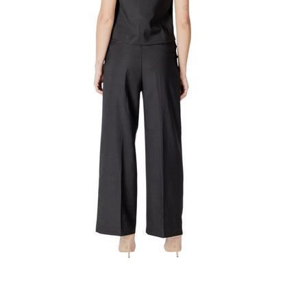 ICHI Black Polyester Casual Pants