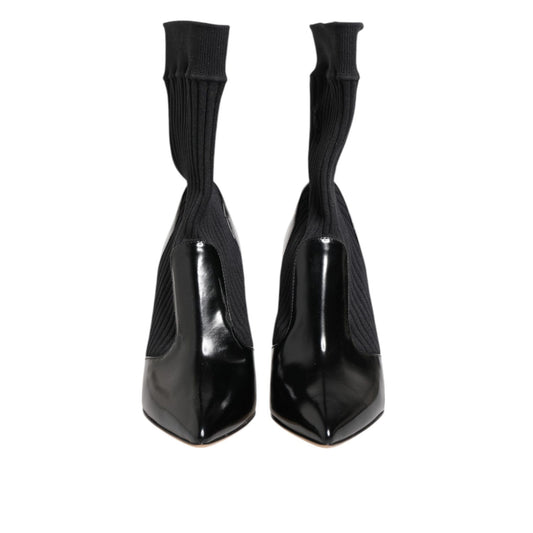 Dolce & Gabbana Black Stretch Stilettos Booties Socks Shoes